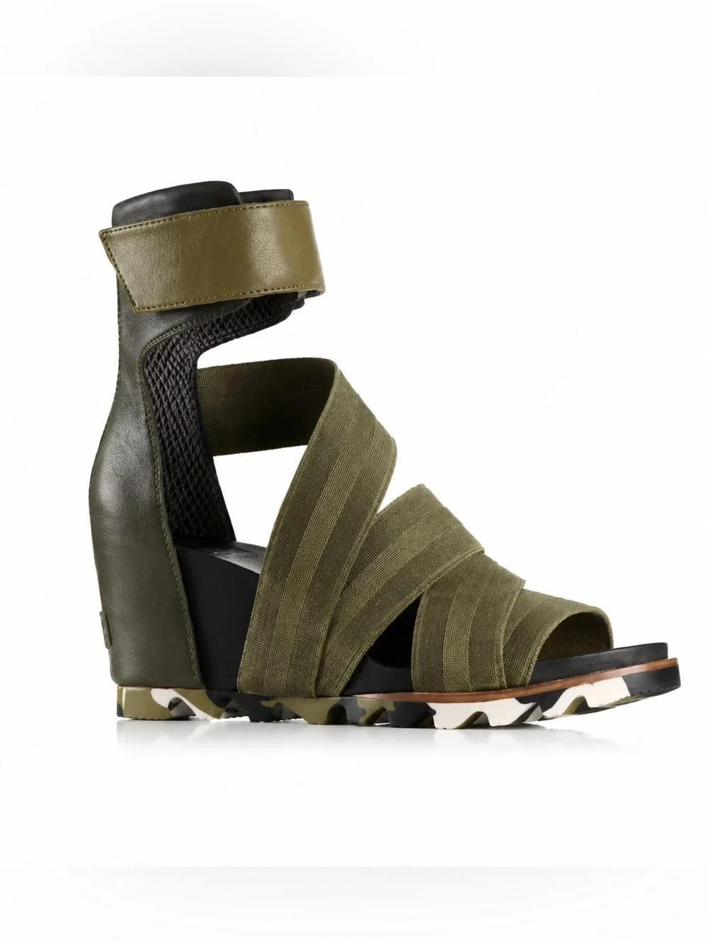 Sorel Joanie Olive Green Strappy Wedge Sandals Size US 11, Euro 42